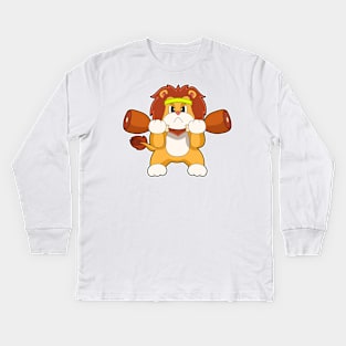 Lion Strength training Dumbbells Kids Long Sleeve T-Shirt